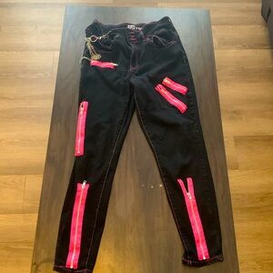 Pink and black hot topic jeans